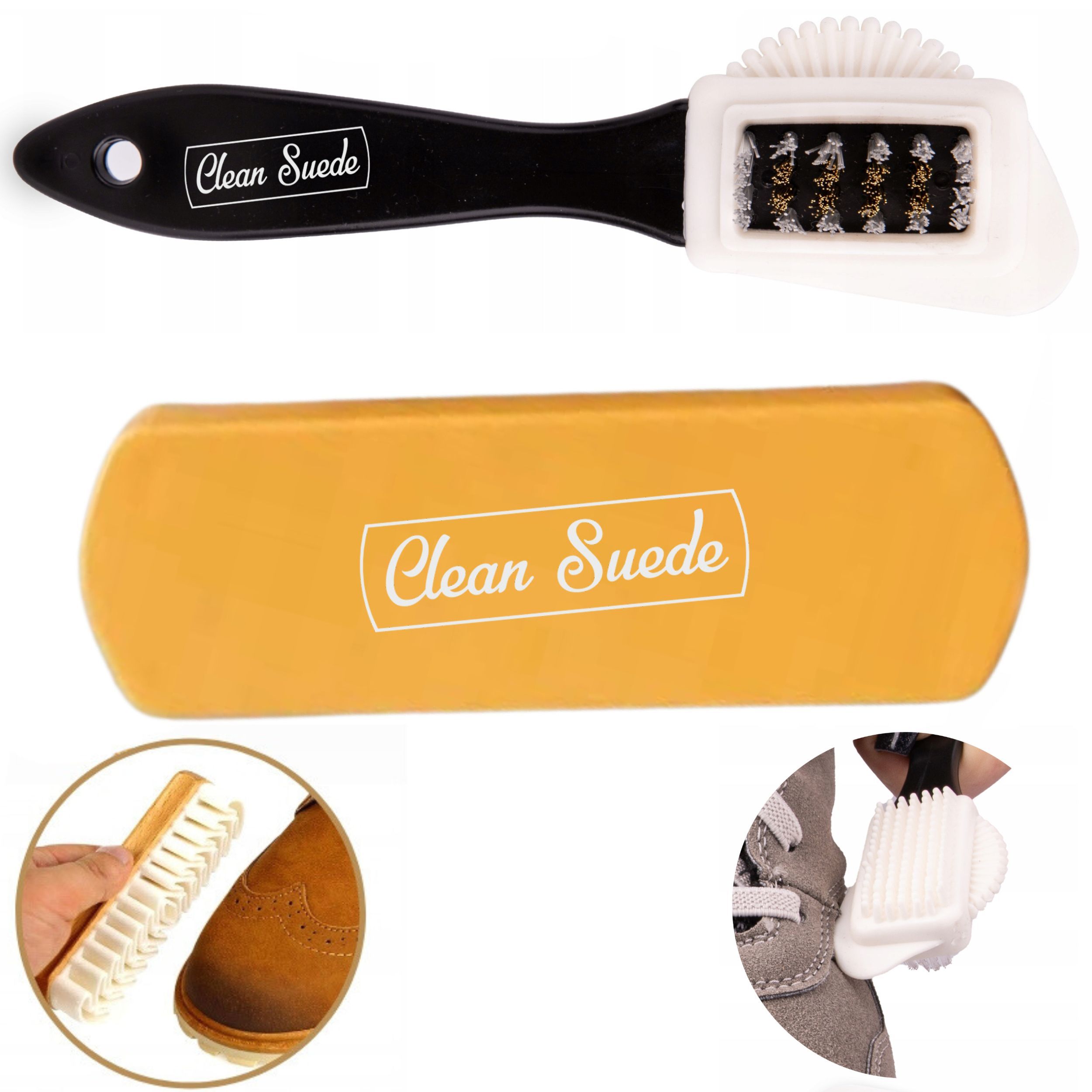 Szczotki do butów zestaw MOSIĘŻNY DRUT do ZAMSZU I NUBUKU Clean Suede