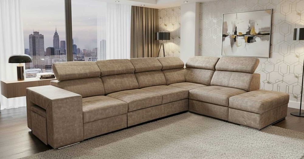 Duży rozkładany narożnik MALAGA do Salonu, Pokoju, ROGÓWKA rozkładan