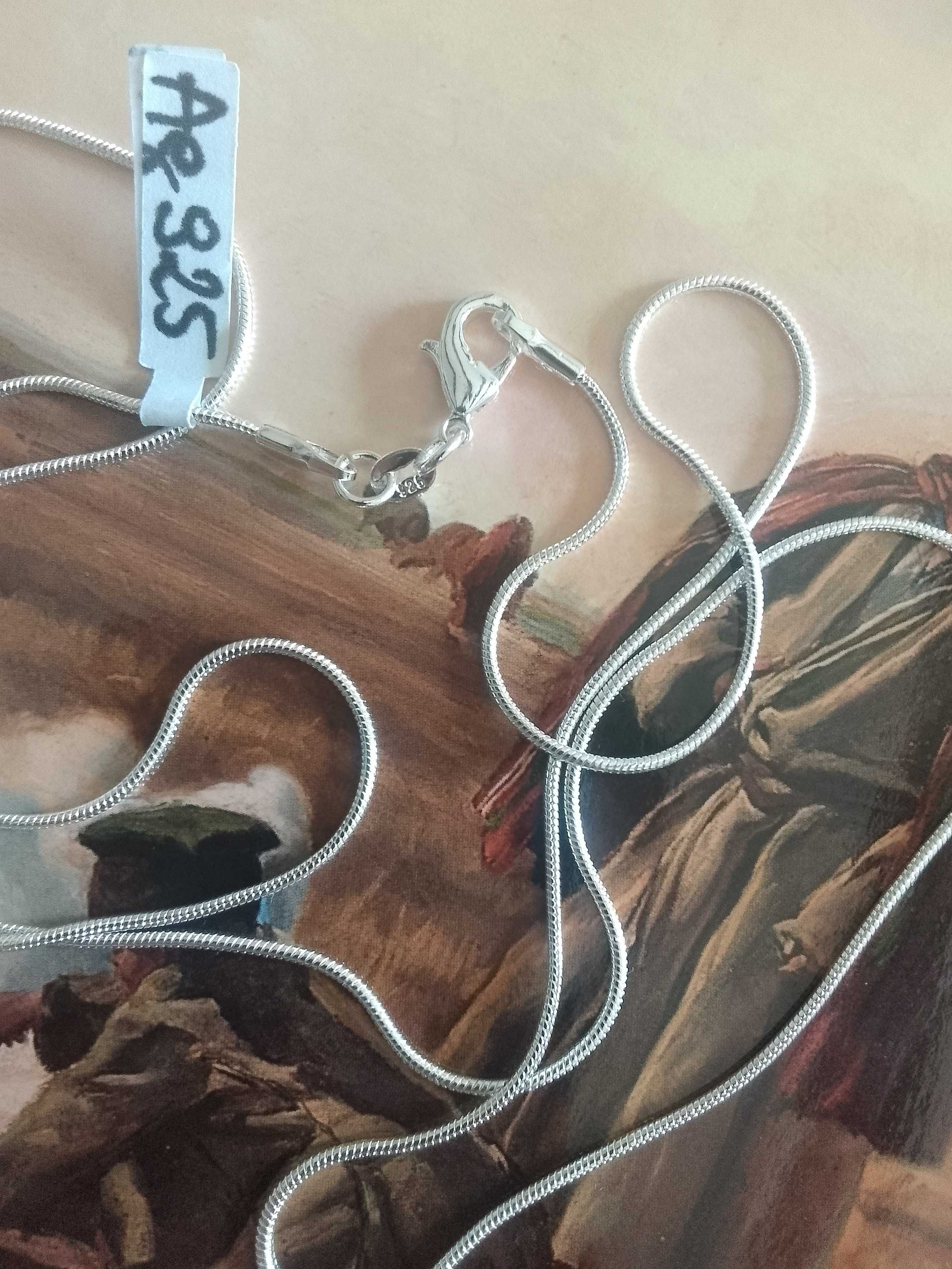 Nowy srebrny łańcuszek srebrny próby 925 nowe z metką żmijka 65 cm dł