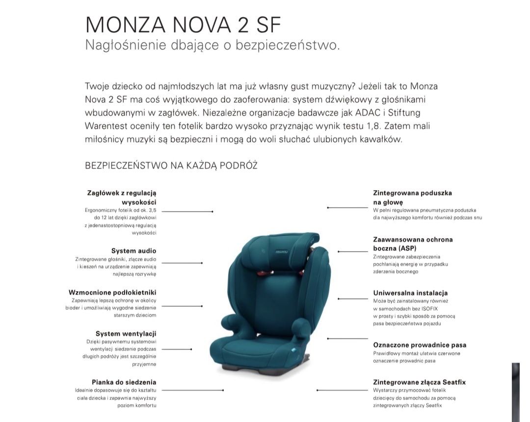 Fotelik samochodowy Recaro Monza Nova 2 SF