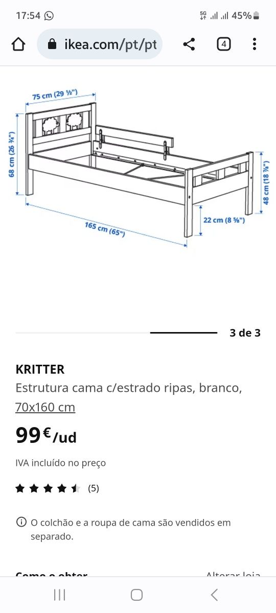 Cama de criança  do ikea com colchão