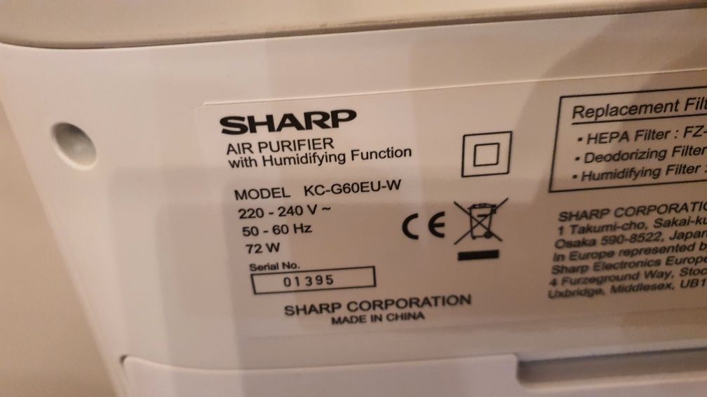 Oczyszczacz powietrza Sharp Air Purifier KC-G60EU-W