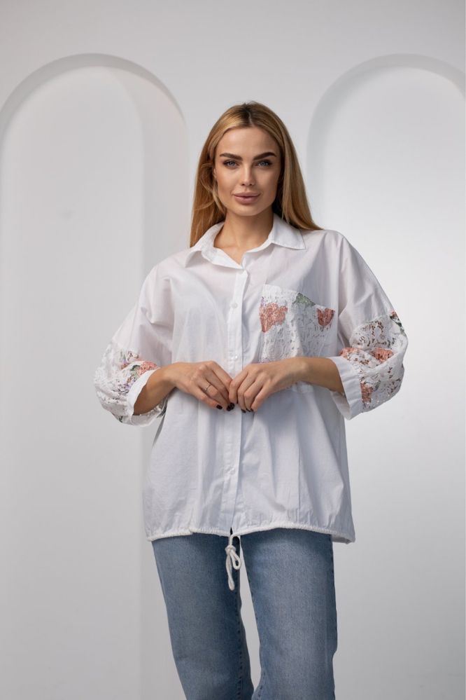 Блуза Италия, рубашка женская, ОВЕРСАЙЗ, 100% хлопок, 48-56