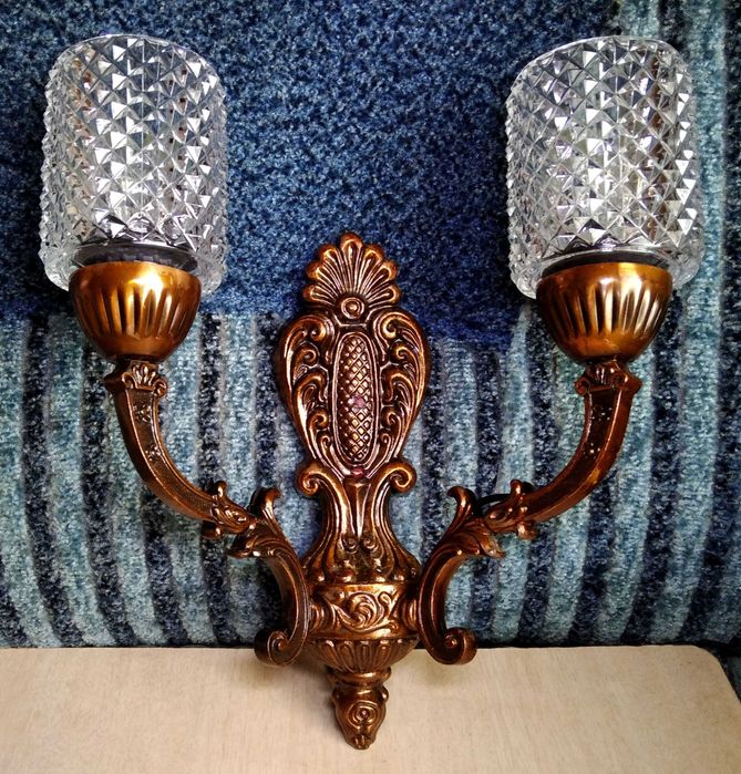 Светильник настенный, бра СССР (аллюминий, хрусталь). Возм. обмен