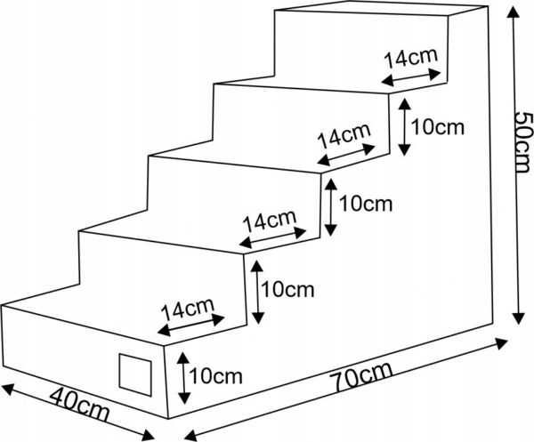 Schody dla psa lub kota 5 stopnie – 50 cm