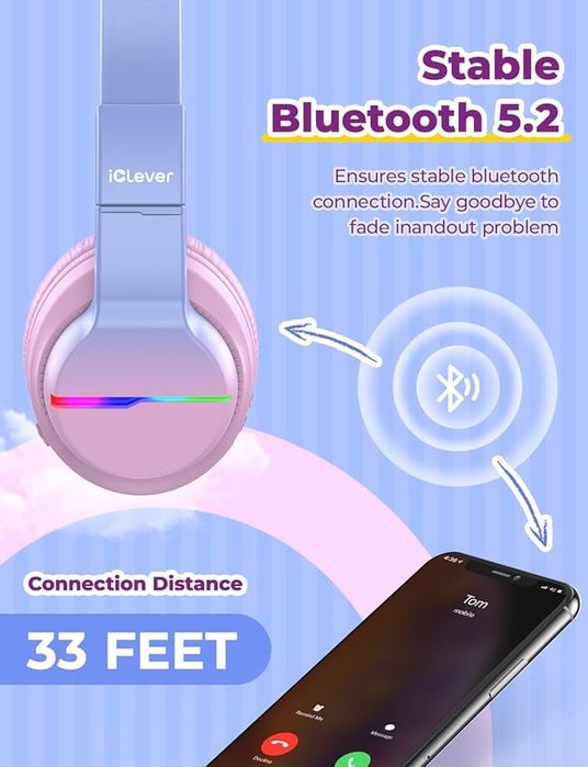 iClever Bezprzewodowe słuchawki Bluetooth dla dzieci