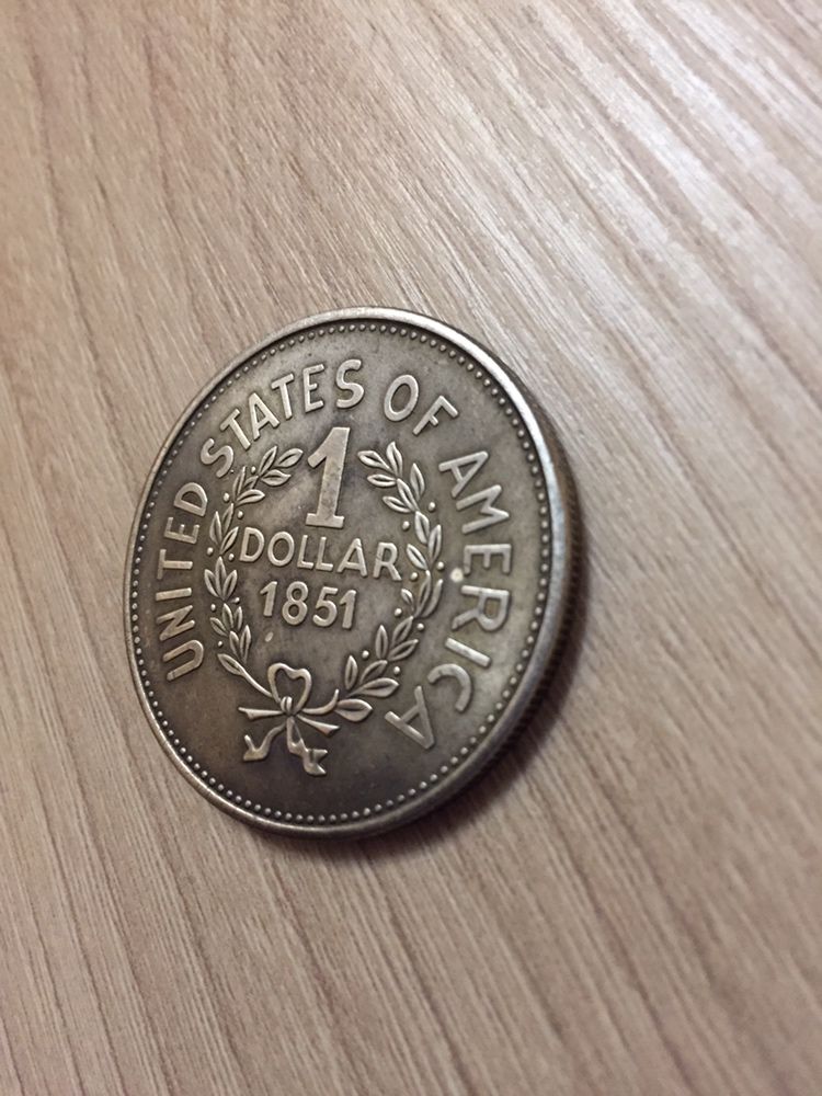 Монета США 1$ 1 доллар 1851год в отличном состоянии