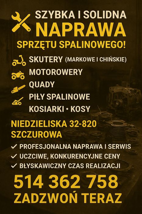Naprawa Skuterów/Motorowerów/Quadów/Pił/kos/kosiarek spalinowych