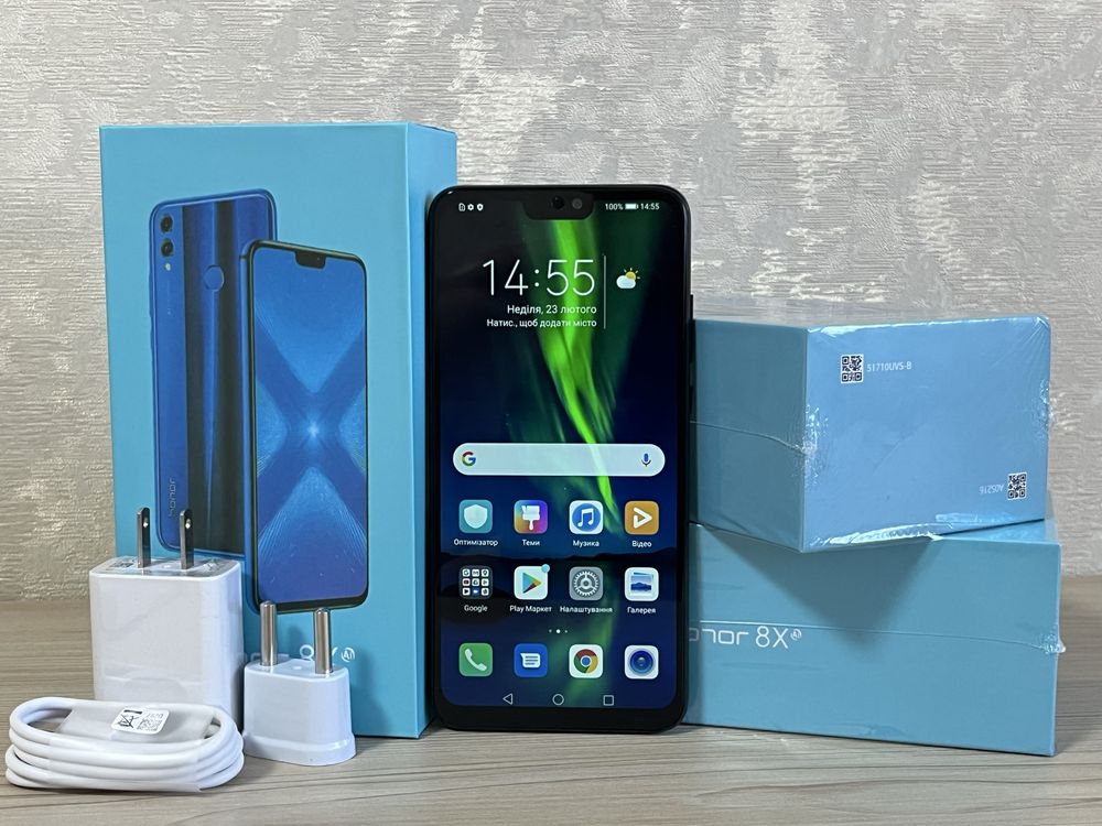 Нові!HUAWEI HONOR 8X 6/128 GB black+скло,чохол