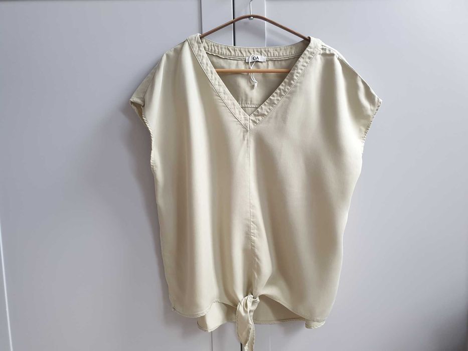 Zielona khaki bluzka koszula 100% lyocell 40 42 C&A oversize pudełkowa