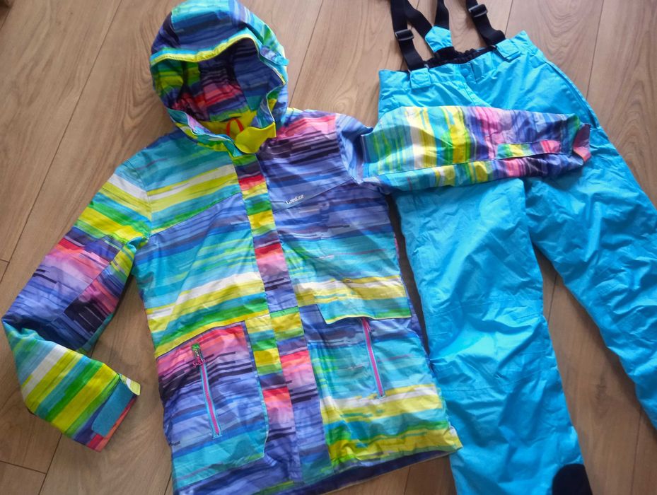 Kombinezon narciarski kurtka Wed'ze spodnie CRIVIT 140/146cm, turkus