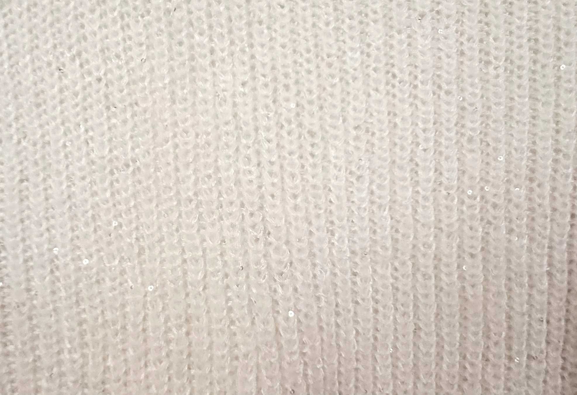 Zara uroczy sweter ecru z delikatnymi cekinami XS/S