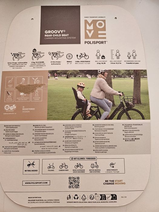 Cadeira de bicicleta para criança