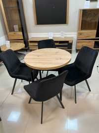 (947) Stół okrągły rozkładany + 4 krzesła, nowe 1190 zł