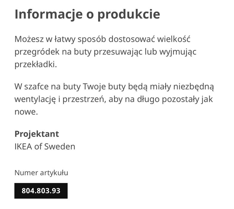 Szafka na buty ikea brusali