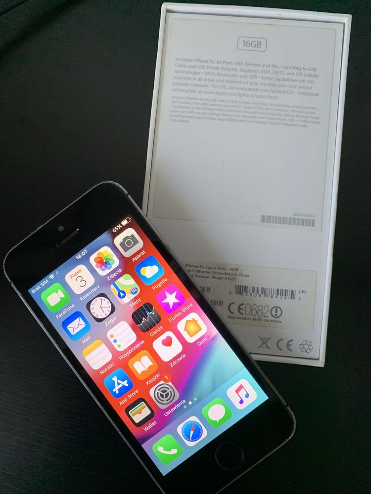 iPhone 5S, Gwiezdna szarość, A1457