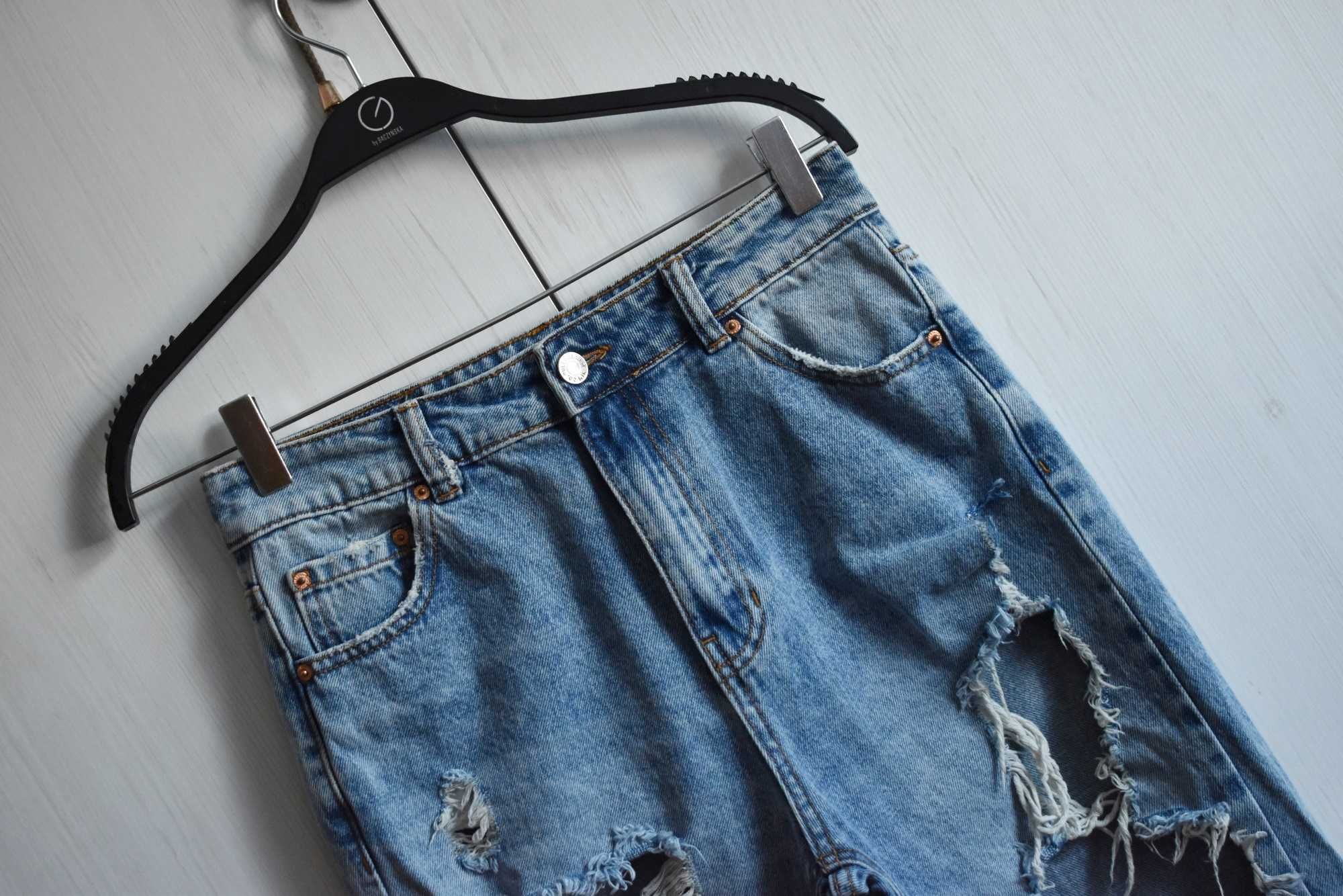Spodnie dżinsowe XS 34 dziury ze spodniami dżinsy skinny jeansowe