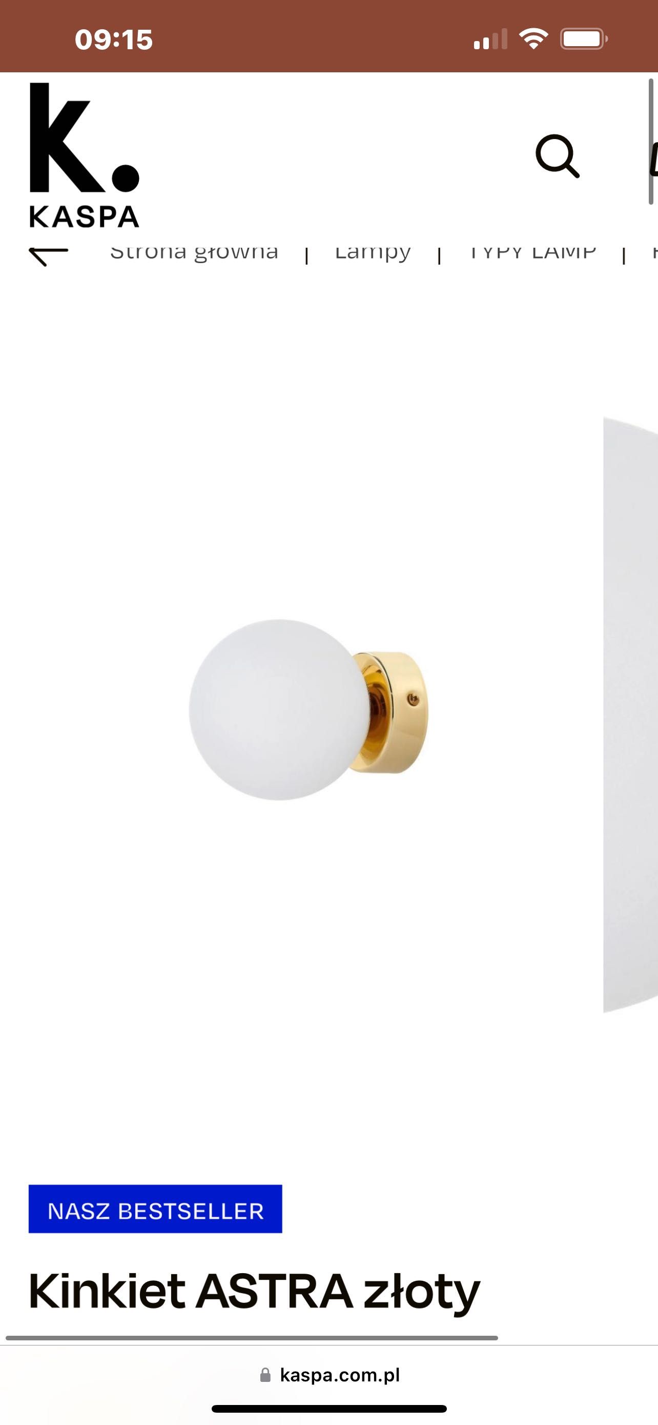 Lampa kinkiet marki Kaspa