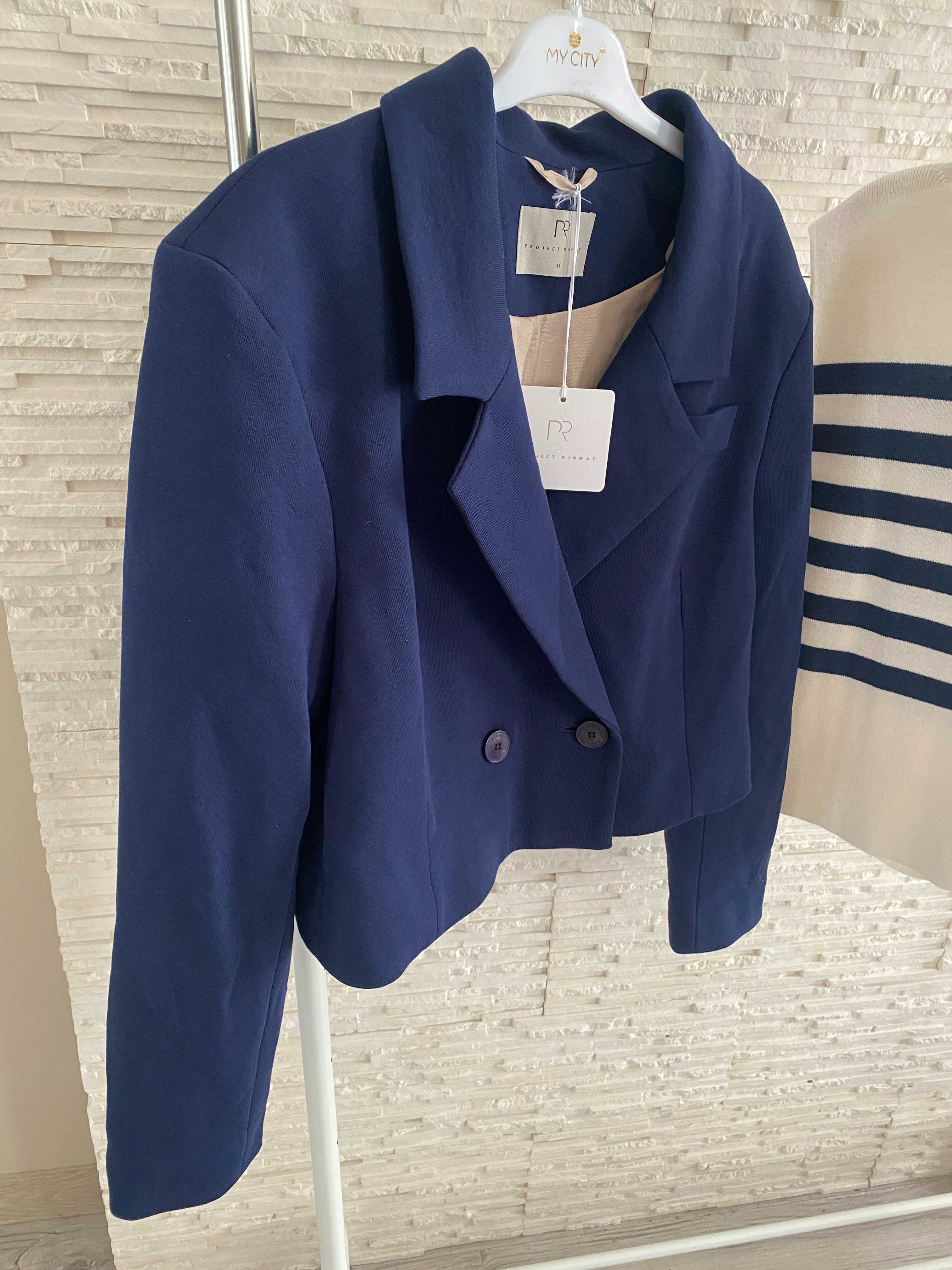 Rezerwacja Project Runway lemonada krótka marynarka granat M-L