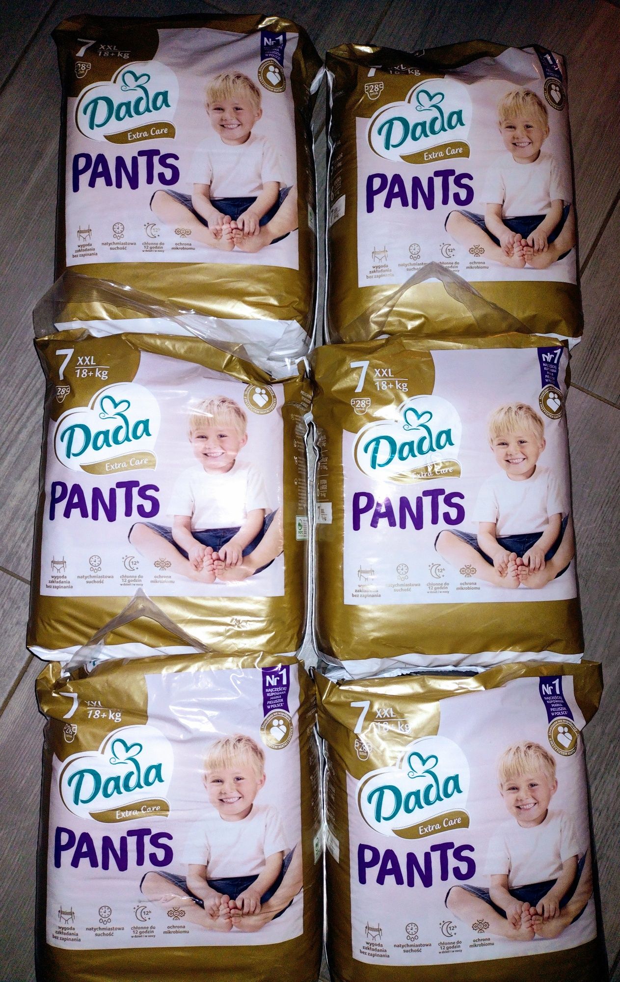 6x Dada pants Pantsy pieluchomajtki 7 XXL 18kg+ 6x28