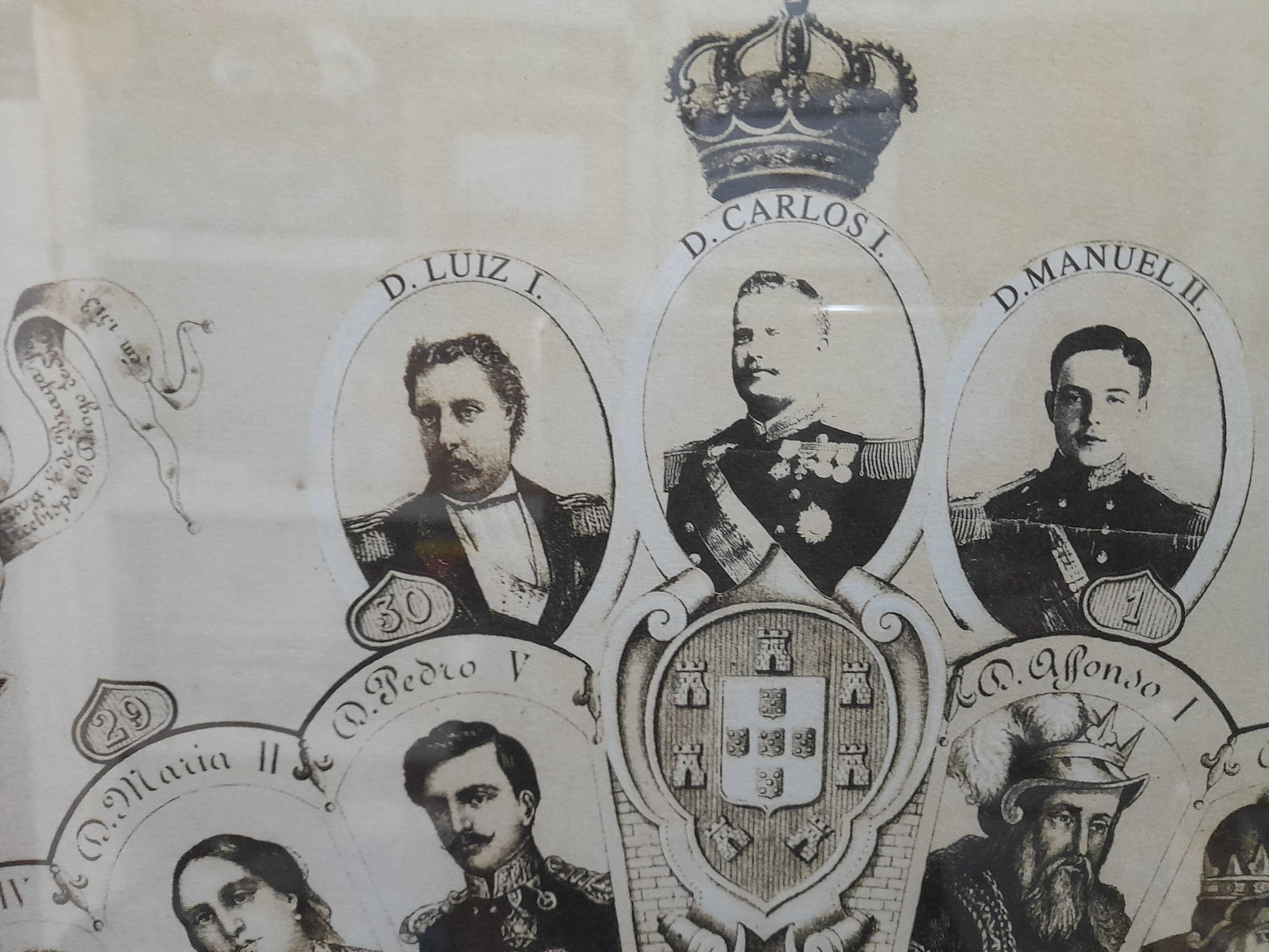 Quadro moldura acrílico,  Bustos e Cronologia dos soberanos d Portugal