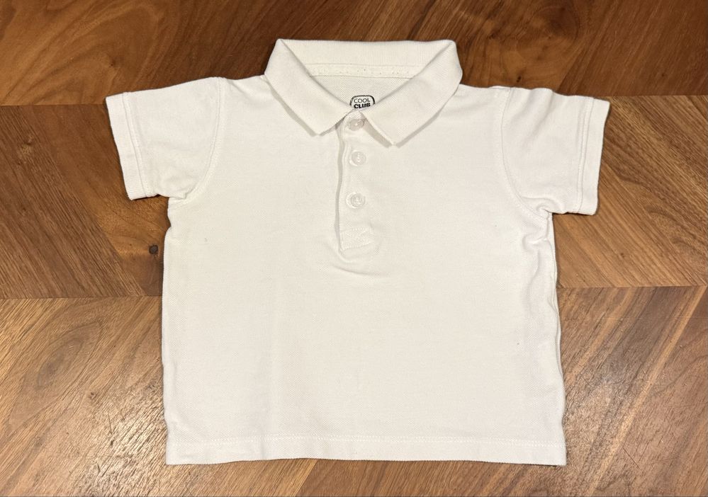 Biała koszulka polo chłopięca Cool Club r 80 86 bluzka z kołnierzykiem