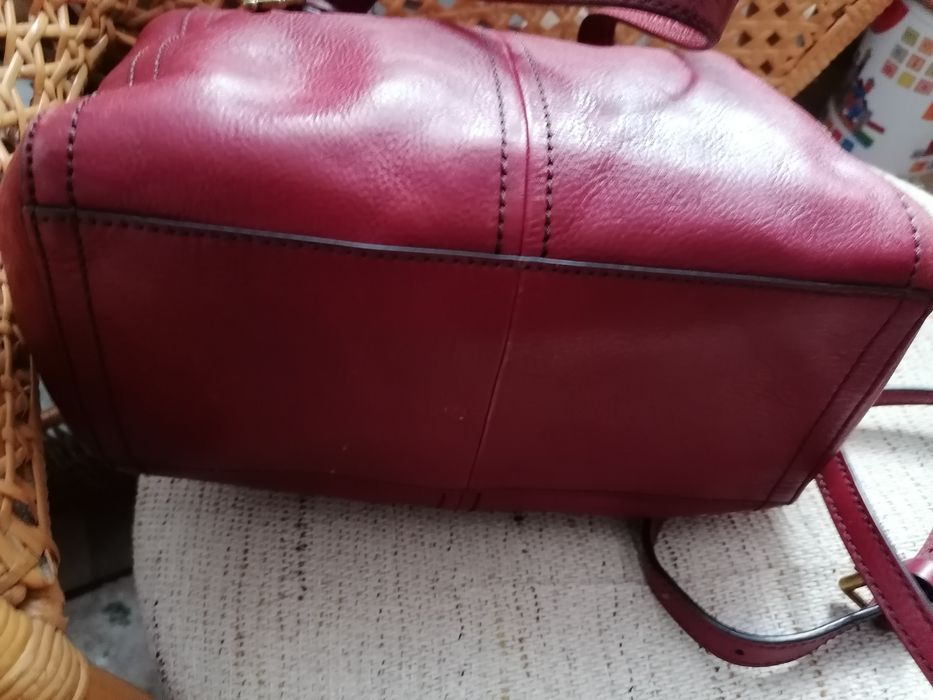 Torebka damska firmy Fossil - skóra naturalna - bordowa