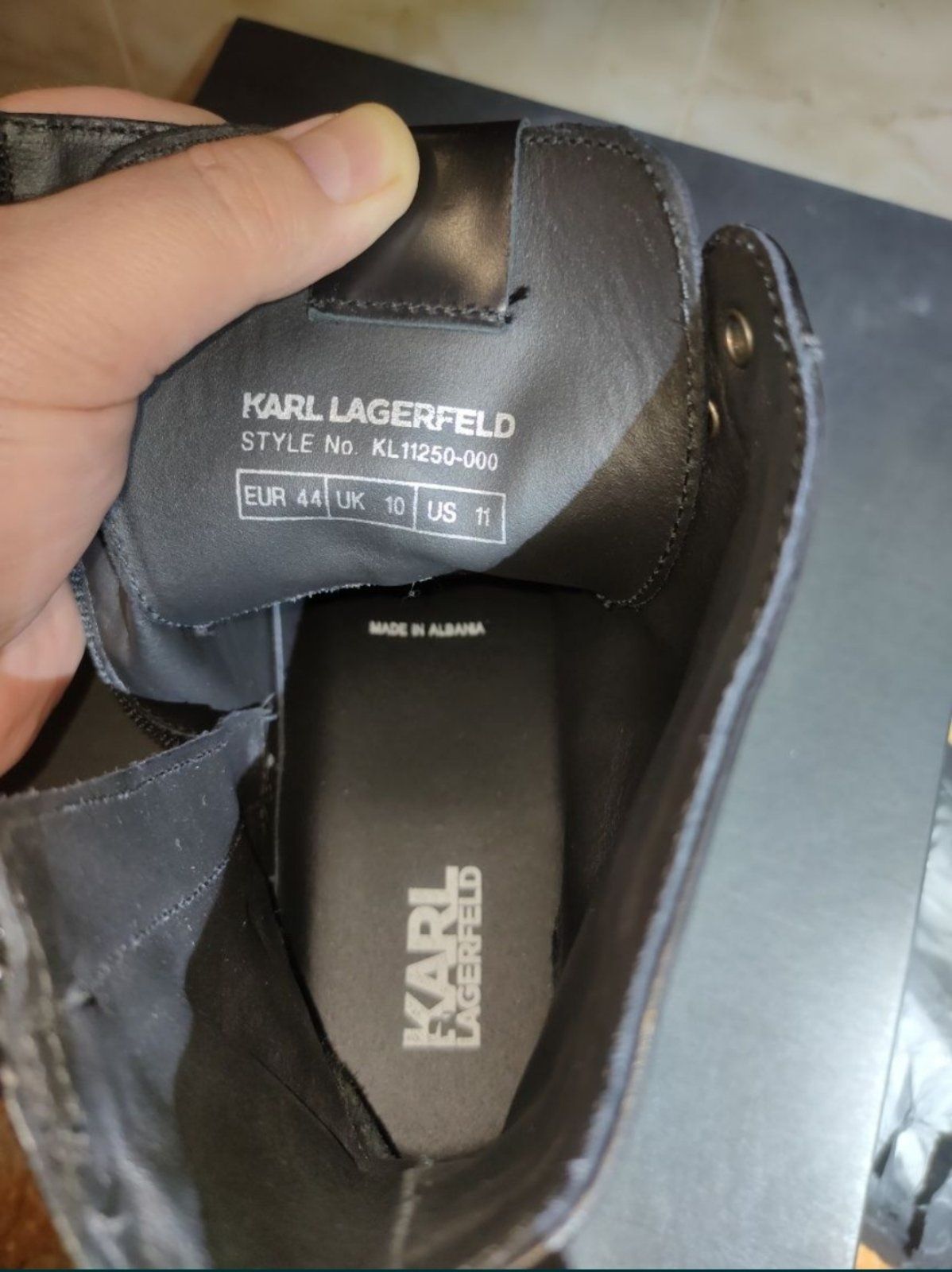 Мужские, кожаные ботинки 44р полный 43.5 р Karl Lagerfeld