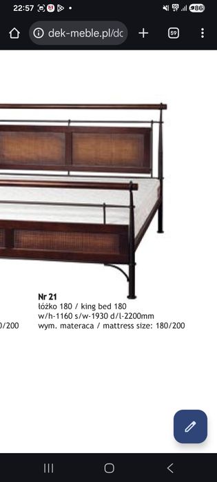 Łóżko Vinotti Parigi pod materac 180x200 cm