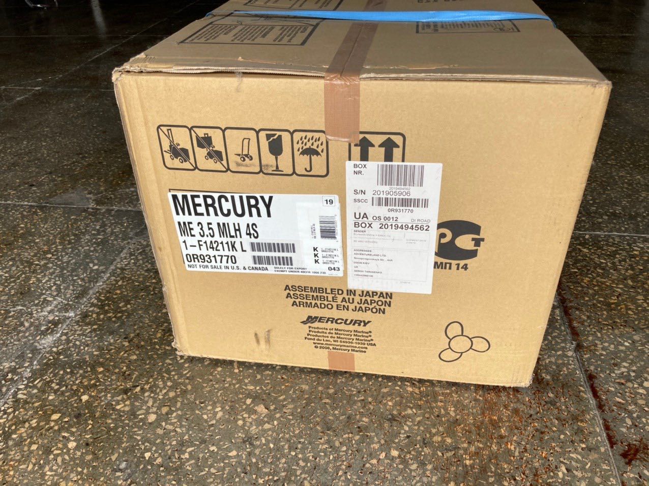Човновий двигун Mercury F 3.5M  4Т довга нога