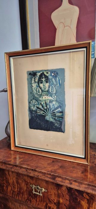 Kolekcjonerska Aukcyjna litografia „Carmen Azul” Antoniego Clavé antyk