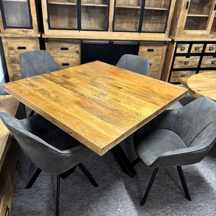 Piekny kwadratowy stół egz drewno mango 120cm styl LOFT Nowy F-Vat