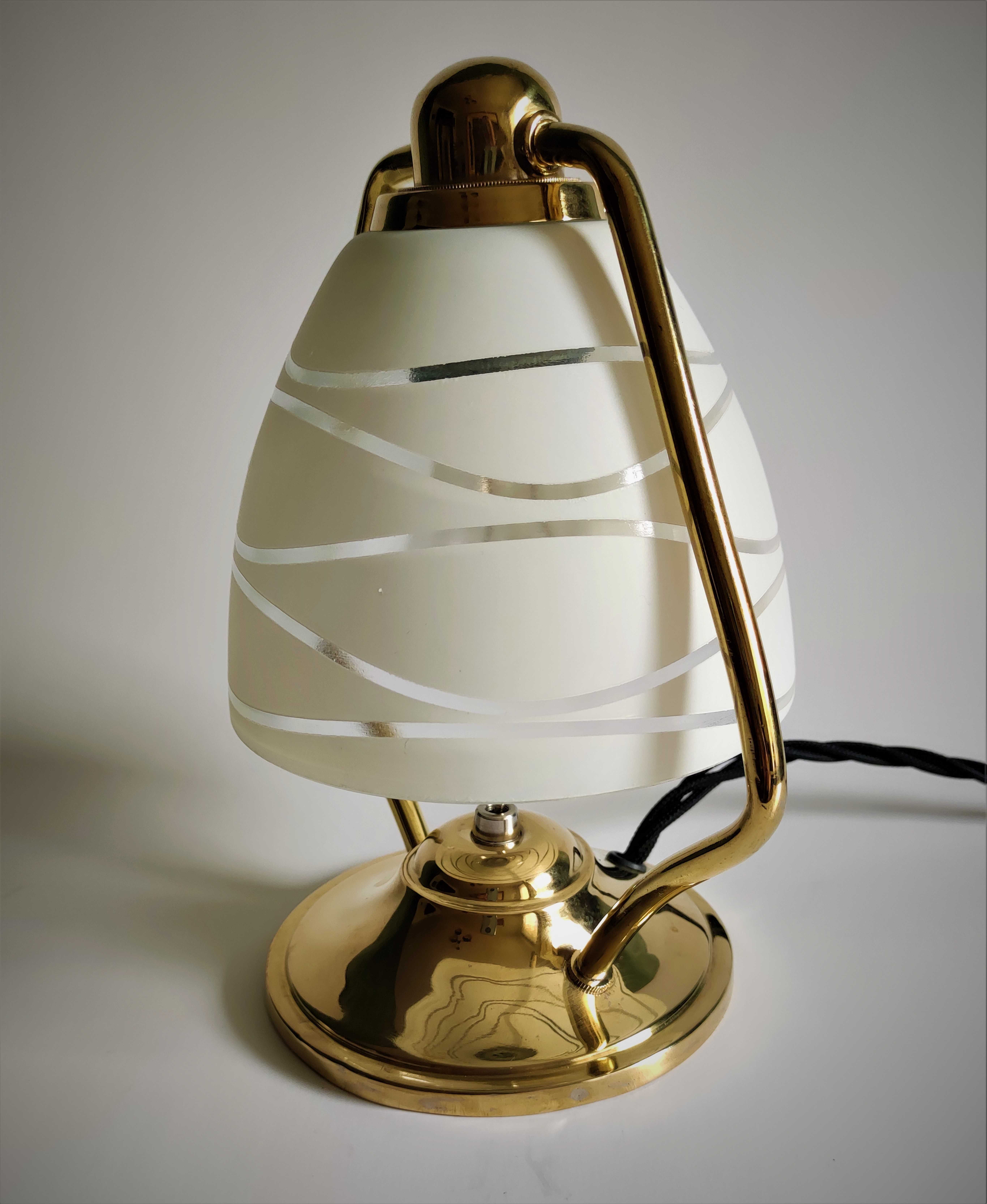 Lampka nocna mosiężna PRL retro vintage Art Deco