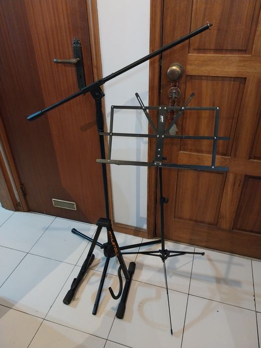 Kit Pedestal de Microfone, Estante de Partitura, Descanso de Guitarra