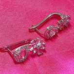 Brincos prata 925 pink stone 2 cm