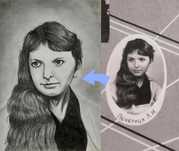Portret na podstawie zdjęć - format A4, grafit/węgiel