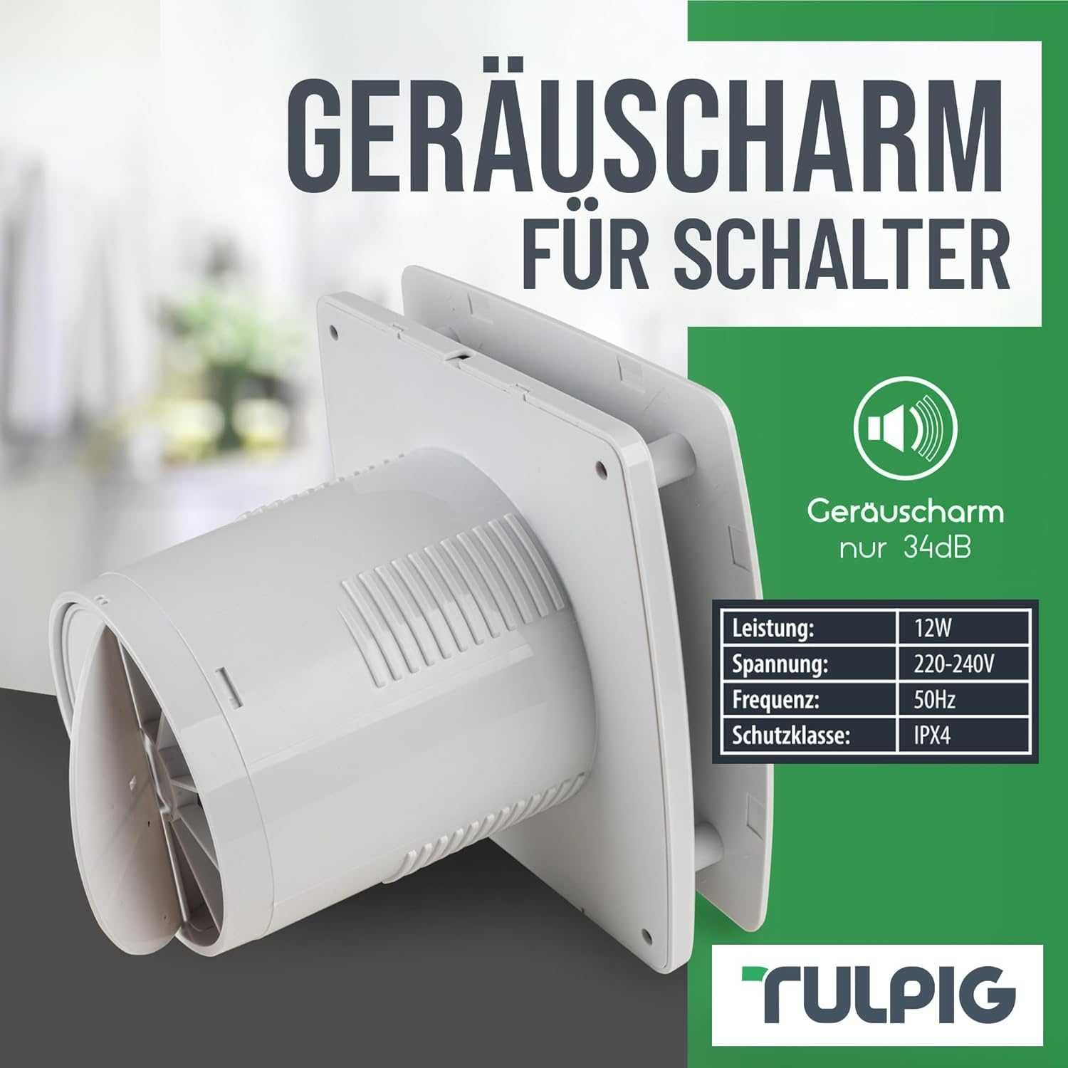 Tulpig Wentylator łazienkowy 100 mm
