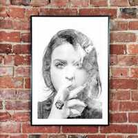 Kropkowany plakat - Kobieta z cygarem, 40x50, nowy