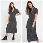 URBAN OUTFITTERS XS-S czarna długa koszulowa sukienka w stokrotki