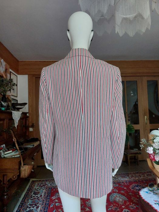 letnia marynarska elegancka jasna marynarka retro w paski navy naval