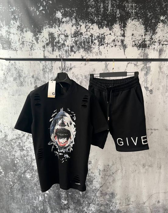 Off-white комлпект летний шорты и футболка черный белый мужской