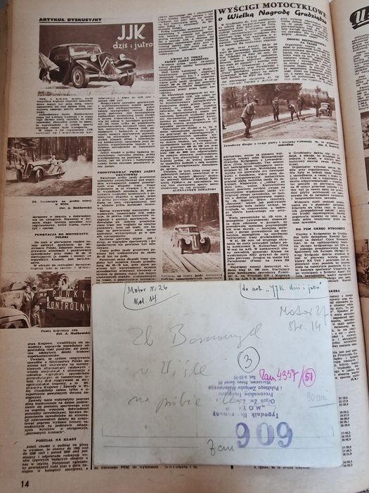 Oryginalne zdjęcie z Tygodnika Motor Borowczyk BMW 328 Wisła 1952