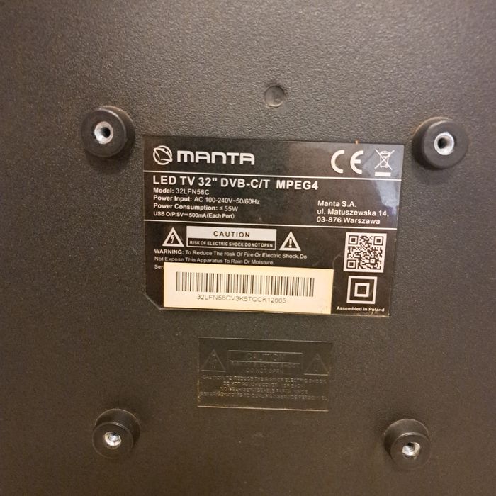 Telewizor MANTA 32"  Brak Pilota