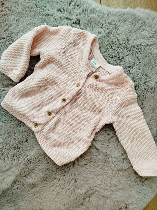 Śliczny ażurowy sweterek H&M 68 pudrowy róż