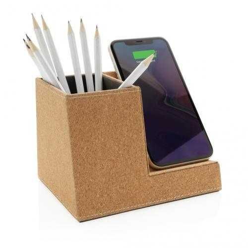 Carregador iphones sem fios de 5W Porta-lápis de cortiça