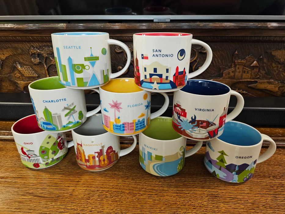 Кружка Чашка Starbucks You are here (міста/штати США - 9 шт. 414 мл)