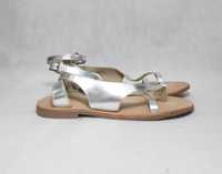 Sandały skórzane damskie japonki srebrne 39 25 cm BD0017C LA REDOUTE