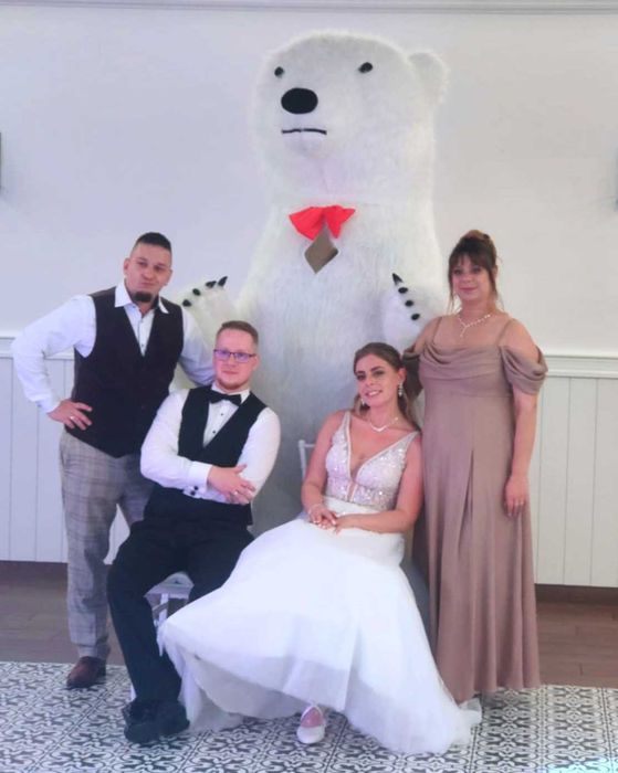 Biały Miś na imprezę Żywe Maskotki Animacje