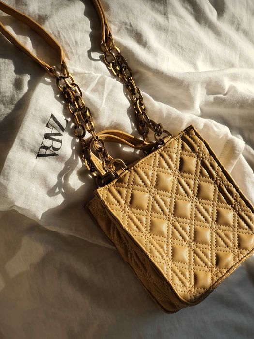 ZARA – Mini Pikowana Torebka Na Ramię - Musztarda