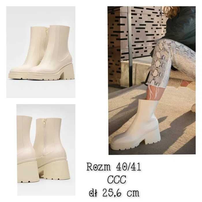 Nowe trapery na obcasie 40 kalosze na obcasie gumowe botki 40  25,6 cm